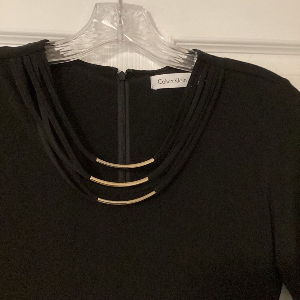 Calvin Klein Black Dress with Gold Accents